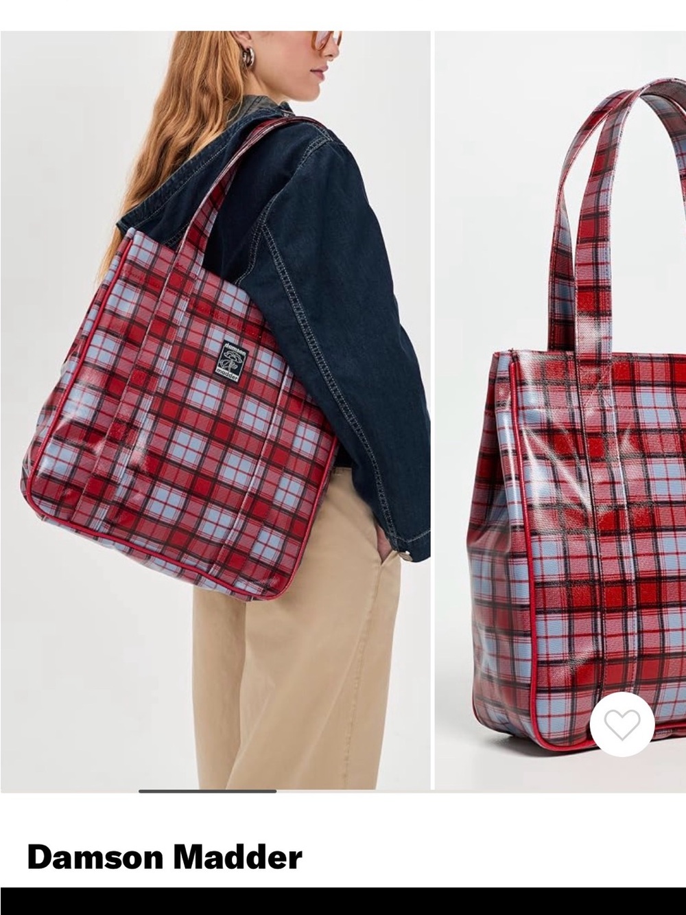 Damson Madder Coated Red Plaid Market Bag